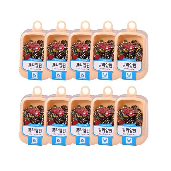 화신 컬러 압핀 압정 컬러믹스 행거팩 (1박스 10개입)