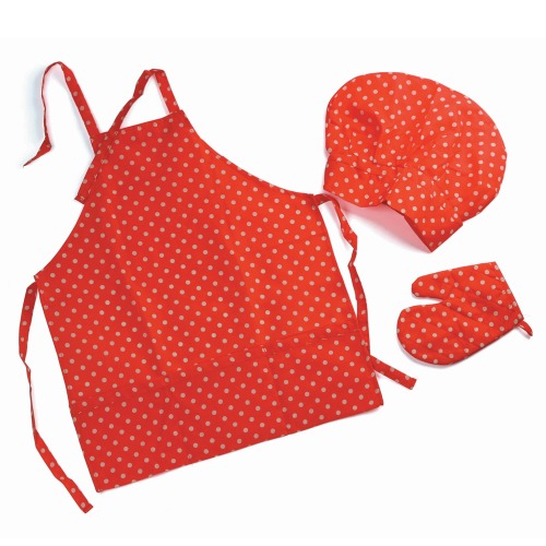 앞치마두건손장갑3종레드