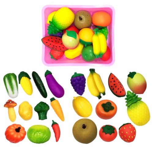 소프트과일,야채21종소꿉+소프트교구바구니(대)1개