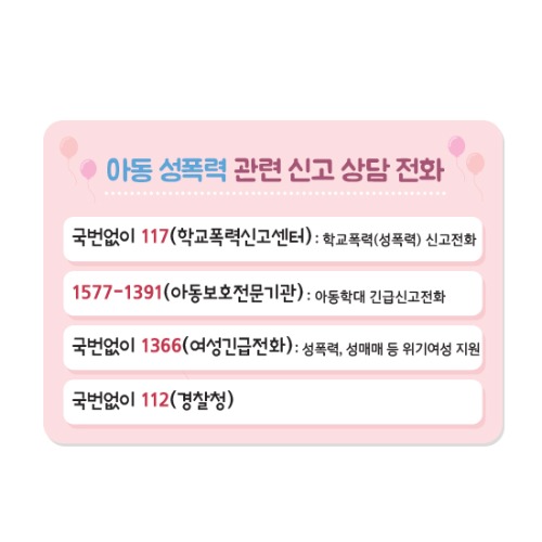 신고상담전화 안내판